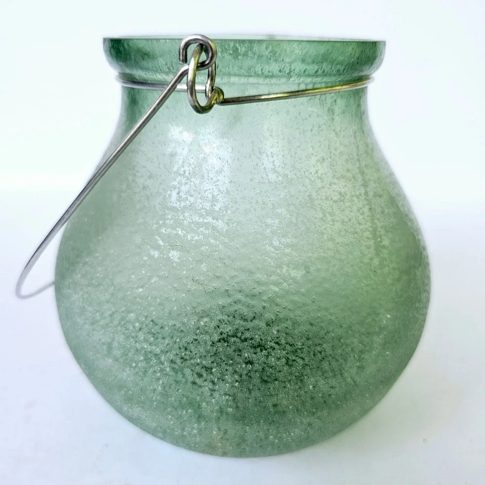 Pottery Barn‎ Frosted Seaglass Votive Candle Holder Mouth Blown Glass - M860.2